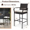 Costway 2PCS Patio PE Wicker Bar Chairs Counter Height Barstools with Armrests &Cushions - 3 of 4