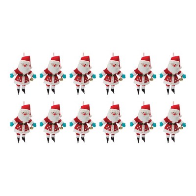 Festive Red and White Plush Santa Ornaments Set