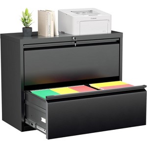 YONWAY 4 Drawer Lateral File Cabinet with Lock, Steel File Storage Cabinet, for Legal/Letter/A4/F4 Size, for Home Office and School - 1 of 4