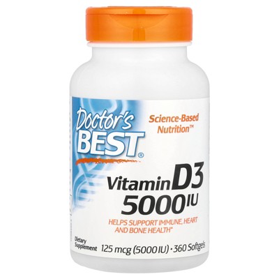 Doctor's Best Vitamin D3, 125 mcg (5,000 IU), 360 Softgels