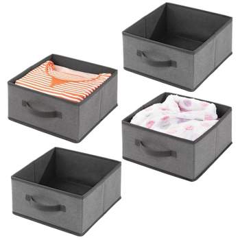 ANMINY Storage Bin with Removable Bamboo Lid Handles Canvas Basket Box  Stackable Lidded Closet Cabinet Shelf Cube Foldable Decorative Clothes Toys