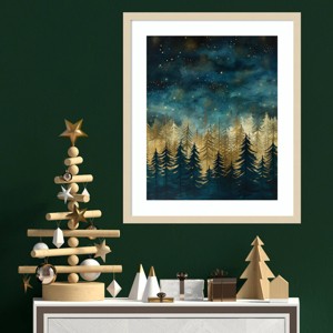 Amanti Art 21"x25" Teal and Tan 2 by Bilge Paksoylu Wood Framed Wall Art Print - 1 of 4
