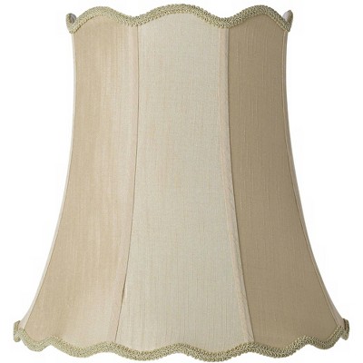 Imperial Shade Taupe Large Scallop Bell Lamp Shade 12" Top x 18" Bottom x 18" Slant x 17.5 High (Spider) Replacement with Harp and Finial