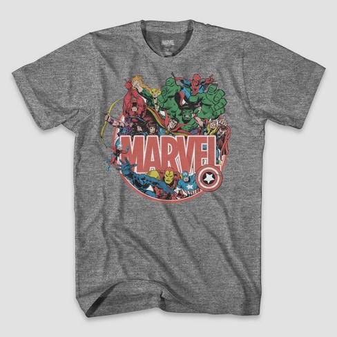 Akkumulering Den aktuelle logo Men's Marvel Short Sleeve Graphic T-shirt - Graphite Heather : Target