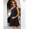 Clearlove Women's Sleeveless Flowy Mini Dresses One Shoulder Maternity Dress - 2 of 4