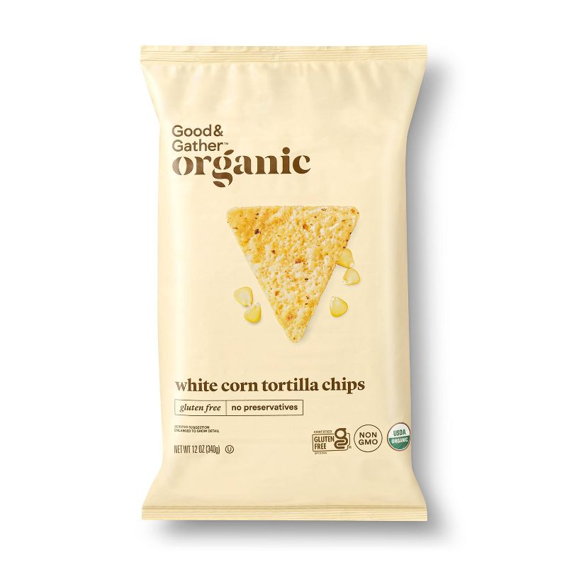 Organic White Corn Tortilla Chips - 12oz - Good & Gather&#8482;, 1 of 7