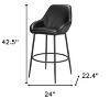 HomeRoots Set of Two 30" Black Faux Leather And Steel Bar Height Bar Chairs - 3 of 4