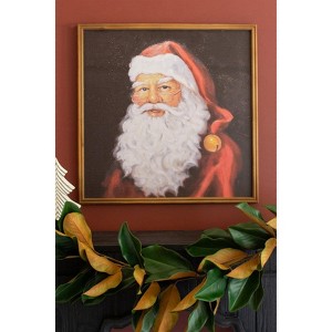 24 Inch Framed Christmas Santa Print – Wood Frame Holiday Art by Kalalou - 1 of 3