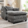 55.32'' Boucle Oversized Ergonomic Single Sofa with Double Deep Cushion, Thick Armrests and Ottoman - 3 of 4