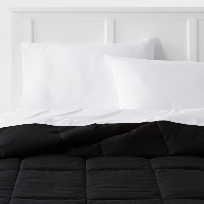 Twin/Twin Extra Long Down Alternative Washed Microfiber Comforter Black - Room Essentials™