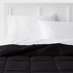 Twin/Twin Extra Long Down Alternative Washed Microfiber Reversible Comforter Black - Room Essentials™