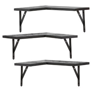 Unique Bargains Wood Wall Mounted Floating Shelves for Bedroom and Kitchen Set of 3 - 1 of 4