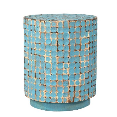 Brillion Coconut Shell Accent Table Blue - East at Main