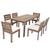 7 Piece Acacia Wood Outdoor Patio Dining Furniture Set,Wood Dining Table and 6 Armless Dining Chairs Set,6 Seater Garden Dining Set-Coolbibila - 3 of 4