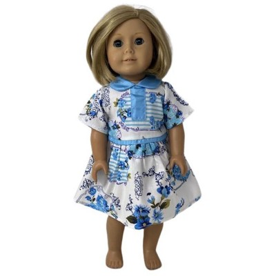 Doll Clothes Superstore Blue Flowers Dress Compatible With 18 Inch Girl Dolls Like American Girl Our Generation My Life Dolls