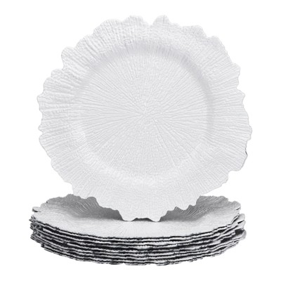 Unique Bargains Plastic Reef Trim Textured Surface Lightweight Charger Plates 10 Pcs
