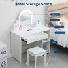 Kids Vanity Set with Mirror, 2 In 1 Little Girls Vanity Table & Stool, Kids Makeup Desk with Drawer, Dressing Table with Open Shelves for 3-9 - 3 of 4