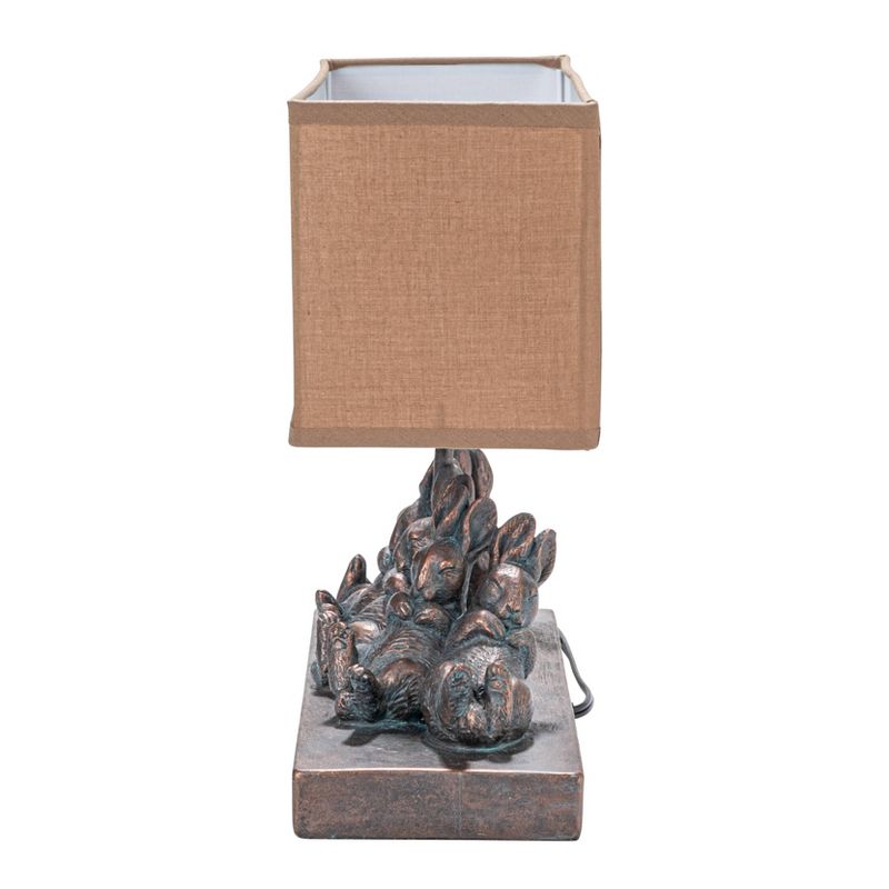 Storied Home Resin Rabbit Table Lamp with Rectangle Linen Shade Bronze Finish, 5 of 12