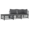 vidaXL 3 Piece Patio Lounge Set with Cushions Anthracite Steel - Corner + Middle + Footrest - 3 of 4