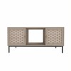 Rectangular Wooden Coffee Table with Sliding Door & Woven Veneer, Symmetrical Storage for Living Room or Bedroom - 2 of 4