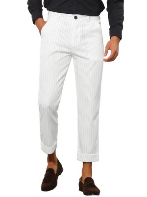 Lars Amadeus Men's Vertical Striped Dress Pants Straight Fit Formal Business Trousers