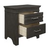 Vynxaria Transitional 2-Drawer Nightstand, Charcoal Gray, Okume Veneer, Antique Nickel Pulls, 24"x16"x25"H, No Assembly - 2 of 4