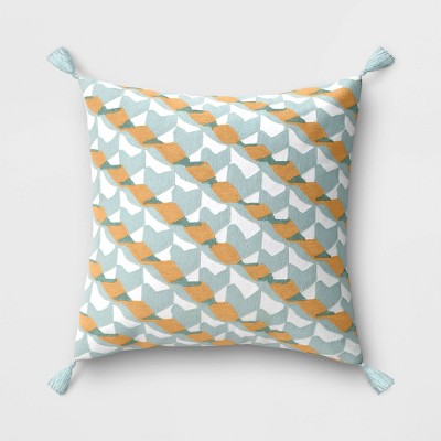 Embroidered Geometric Patterned Square Throw Pillow - Threshold™
