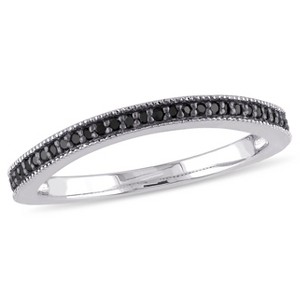 EVERLY JEWELRY | Sterling Silver 1/7 CT TW Black Diamond Anniversary Band with Black Rhodium Plated - 1 of 4