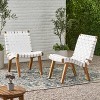 VYNXARIA Modern Acacia Wood Lounge Chair Set with Rope Weave - Stylish Outdoor Comfort£¬White - 2 of 4