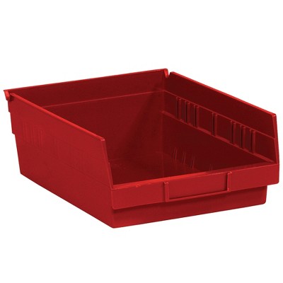 Box Partners Plastic Shelf Bin Boxes 11 5/8" x 11 1/8" x 4" Red 8/Case BINPS105R
