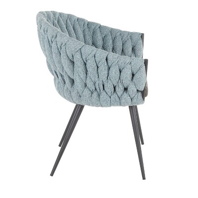 Blue Faux Leather and Metal Contemporary Accent Chair