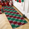 Christmas Area Rugs Living Room Washable Non-Slip Backing, Boho Christmas Snowflakes Checkered Low Pile Soft Durable Floor Mat Bedroom Dining Room - 3 of 4