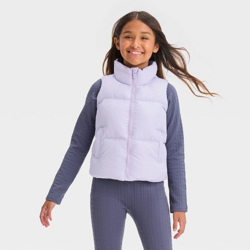 Girls' Reversible Puffer Vest - All in Motion™ Lilac Purple XL