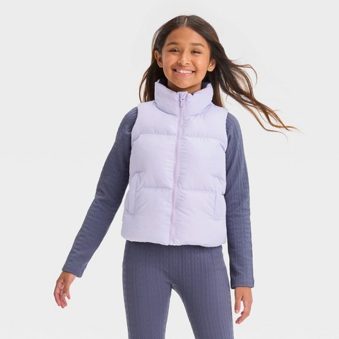 Girls' Reversible Puffer Vest - All In Motion™ Lilac Purple XS
