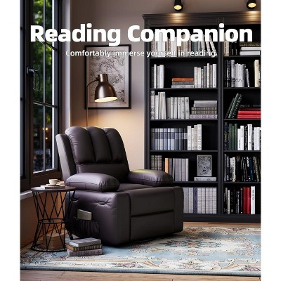 Oversized 27" Recliner Chairs with Heat and Massage - 360° Swivel Lazy Sofa for Adults- Manual Chair Recliner with Cup Holder