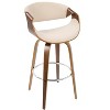 Set of 2 Curvini Mid-Century Modern Bar Height Barstools Walnut/Cream - LumiSource: Swivel, Padded Back, Wood Frame - 3 of 4