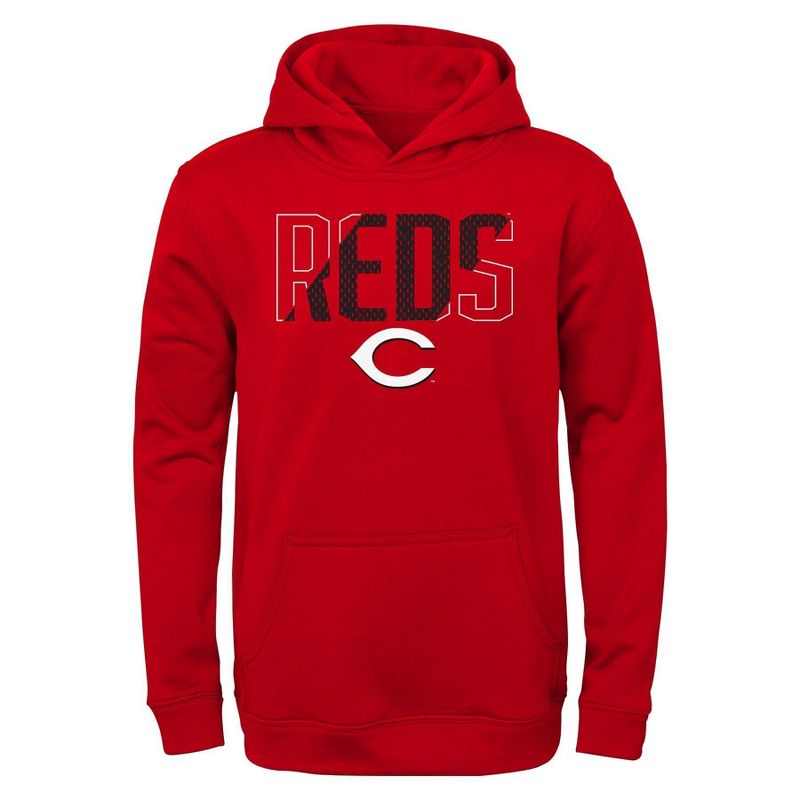 MLB Cincinnati Reds Boys' Line Drive Poly Hooded Sweatshirt, 1 of 2