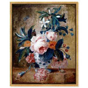 Art Remedy Jan van Huysum - A Delft Vase with Flowers Vintage Classic Roses Wall Art Framed - 1 of 4