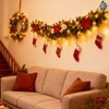 Pre-lit 6 FT Artificial Garland with 20 Led Lights with Pine Cones, Red Berries & Bows, Xmas Decoration - 4 of 4