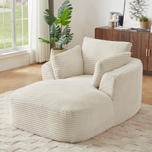 KTMBDW Chaise Lounge Indoor, Chaise Lounge Chair with Armrests, Corduroy Upholstered Plush Sofa Bed Lazy Chair for Living Room - 1 of 4