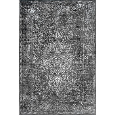 Dark Gray Synthetic 4' x 6' Easy-Care Rectangular Rug