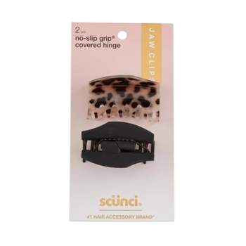 scunci 6cm Covered Hinge No Slip Grip Jaw Clips - 2ct