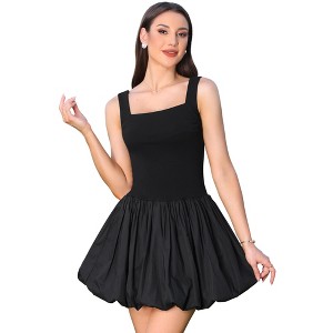 INSPIRE CHIC Women's Sleeveless Square Neck Bubble Hem Dressy Casual A-Line Mini Dresses - 1 of 4
