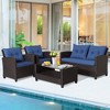 Tangkula 8PCS Outdoor Conversation Set Patio PE Rattan Set w/ Glass Table & Sofa Cushions - 3 of 4