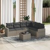 vidaXL 7 Piece Patio Sofa Set with Cushions Gray Poly Rattan - With Table - 2 of 4
