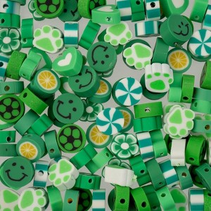 John Bead Polymer Clay Beads Craft Activity Kit Bag 1mm Green 120 Pieces - 1 of 4