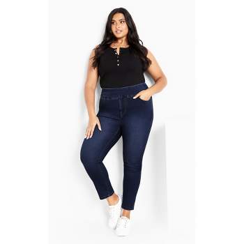 Plus Size Curve Black Washed Pull On Bum Shaper LOLA Jeggings