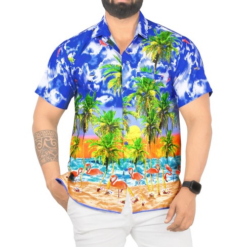 HAPPY BAY Mens Hawaiian Short Sleeve Button Down Shirt Men's Vacation Shirts Summer Beach Casual Tropical Shirts for Men Funny - image 1 of 4