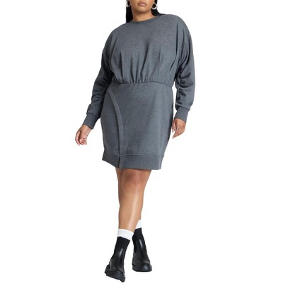 ELOQUII Women's Plus Size Relaxed Crew Neck Mini Dress