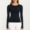 Anna-Kaci Active Women's Seamless Long Sleeve Fitted Top with Thumbhole Cuffs and Crew Neck - 4 of 4